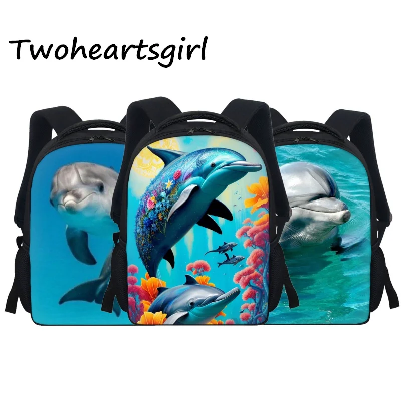 Twoheartsgirl-mochilas escolares con diseño de delfín para niños pequeños, Mini mochilas para...