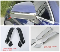 for audi q5 2018 2022 abs chrome carbon fiber accessories rearview mirror rubbing protective strip cover trim sticker
