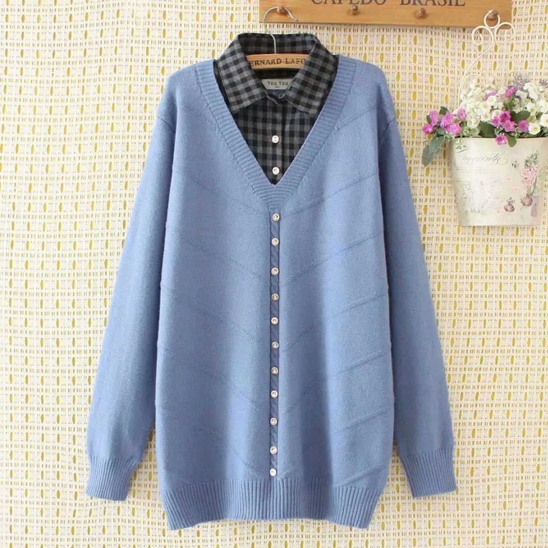 Женский трикотажный свитер осенне-зимний Свободный пуловер | Женская одежда