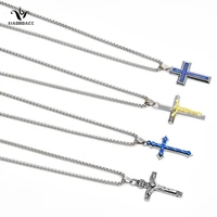 xiaoboacc stainless steel cross pendant necklace for men and women hip hop sweater chain necklaces jewellery