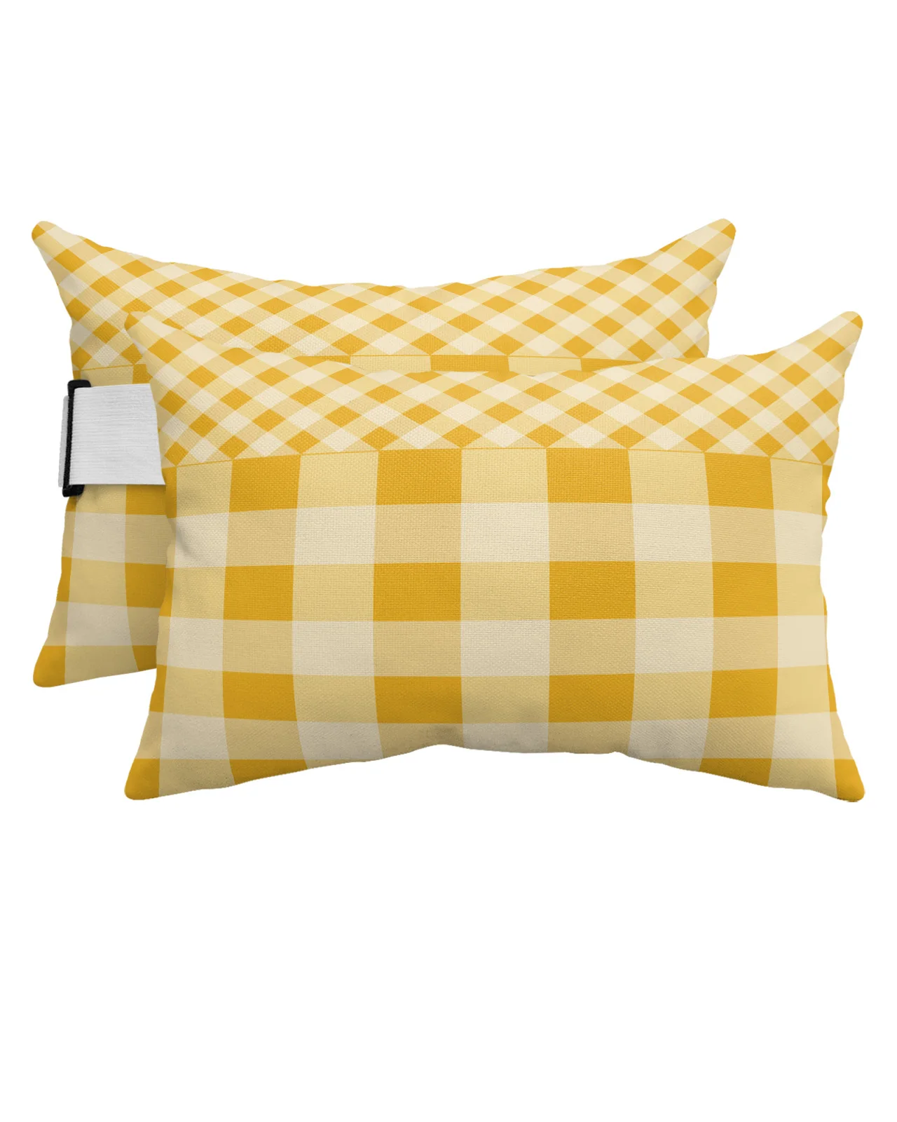 

Yellow Check Stripe Square Stitching Waterproof Pillow With Insert Adjustable Lounge Chair Recliner Head Lumbar Travel Pillow