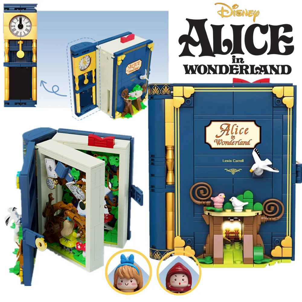 

Disney Princess Alice Mermaid Cinderella Fairy Tale Friends Storybook Book Adventure Idea Buildings Blocks Brick Toys for Girls