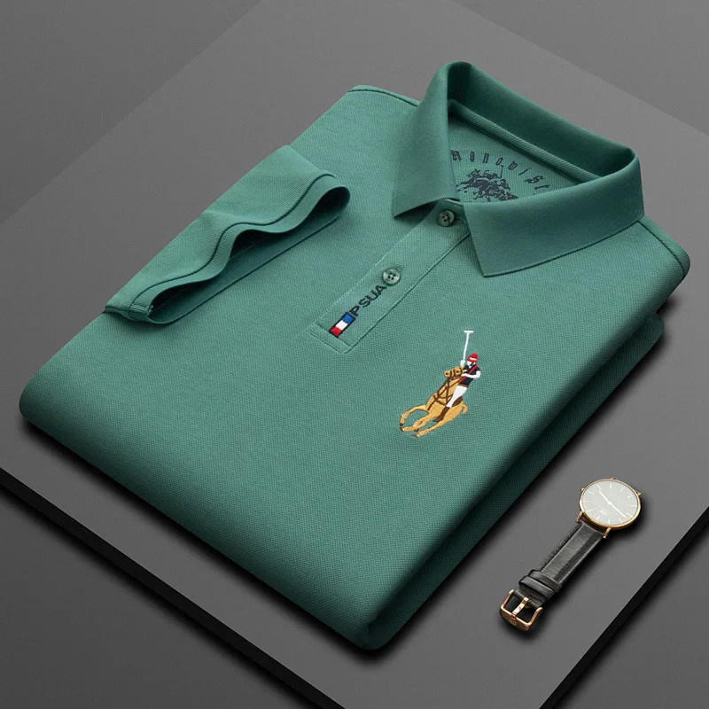 

High-Quality Ice-Smooth Breathable Short-Sleeved T-shirt Men's Summer Brand Embroidered Polo Shirt Fashion Casual Men's Wear