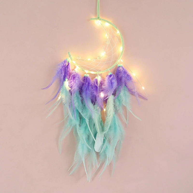 Акция! Лунный Ловец снов со сказочными огнями искусственное настенное украшение