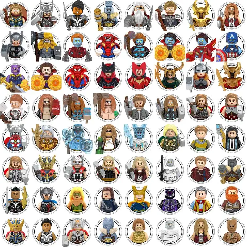 

Superhero Thunder God Thor Jane Foster Action Figures Odin Hela Mini Bricks Disney Building Blocks Toys for Children