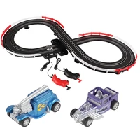 electric racing track sets for kids including 2 slot cars 164 scale and dual racing with 2 hand controllers for christmas gift