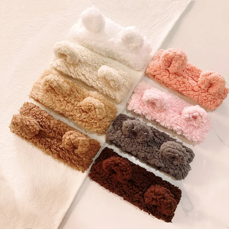 

Winter Teddy headband for baby girls Bunny Ear Turban For Newborns Earmuffs Hair Band Girl Thermal HeadWraps Kids Bear Bandages