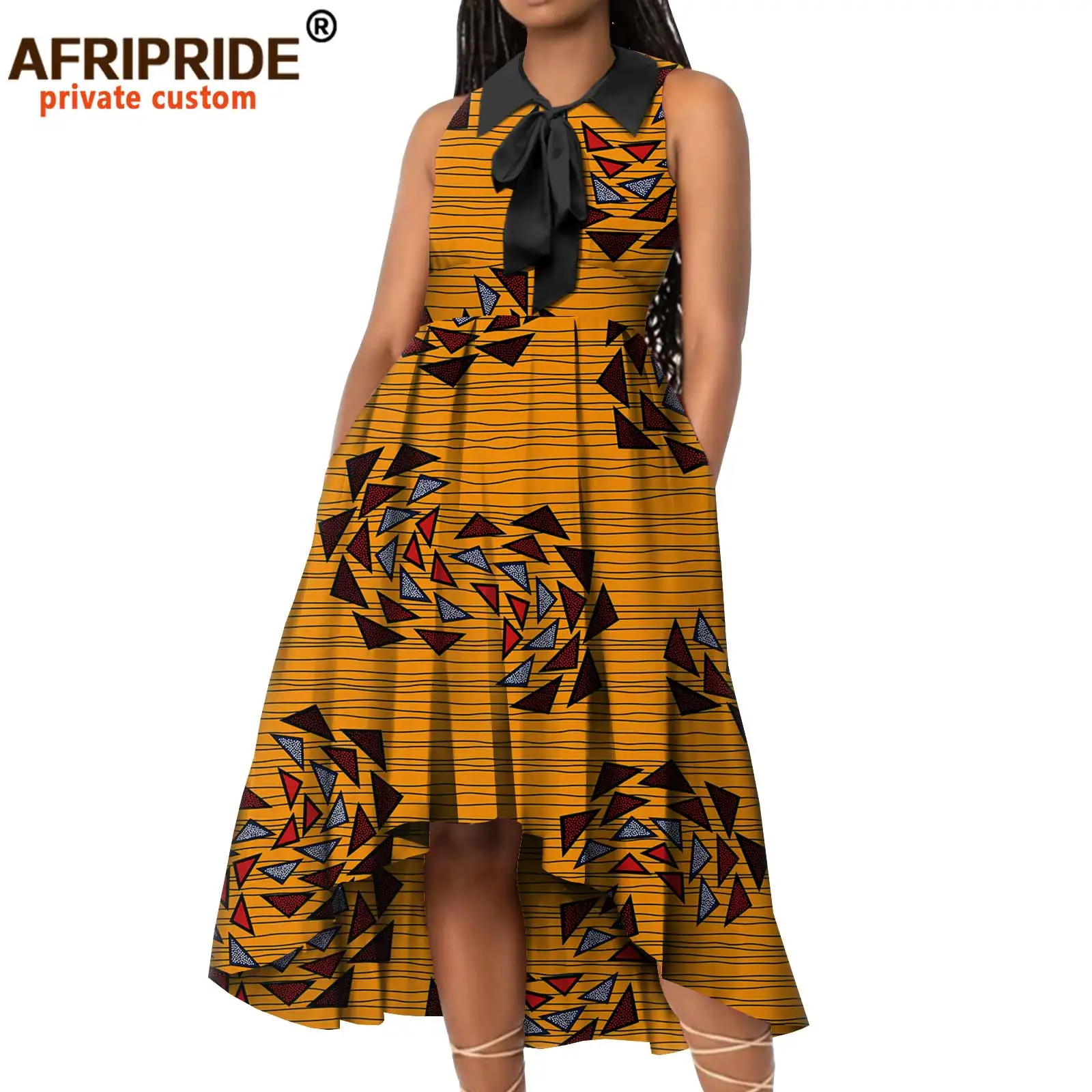 African Print Dresses for Women Sleeveless High Waist Midi Dress Dashiki Outfits Vintage Clothes Plus Size Loose Party A2125033