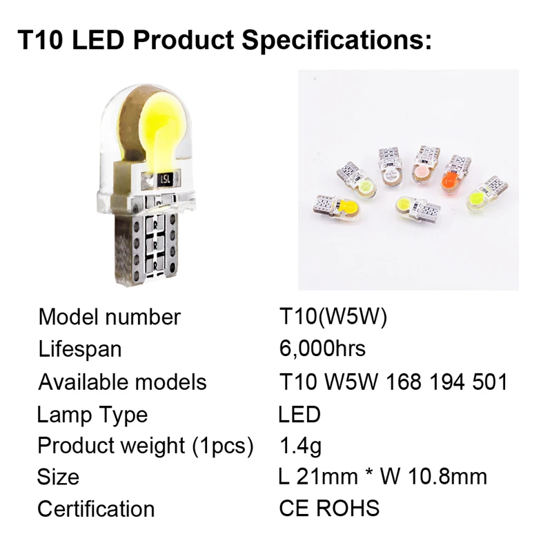 1 шт. Автомобильные светодиодные лампы T10 LED W5W 194 168 светодиодный ная Лампа 501 2825 COB