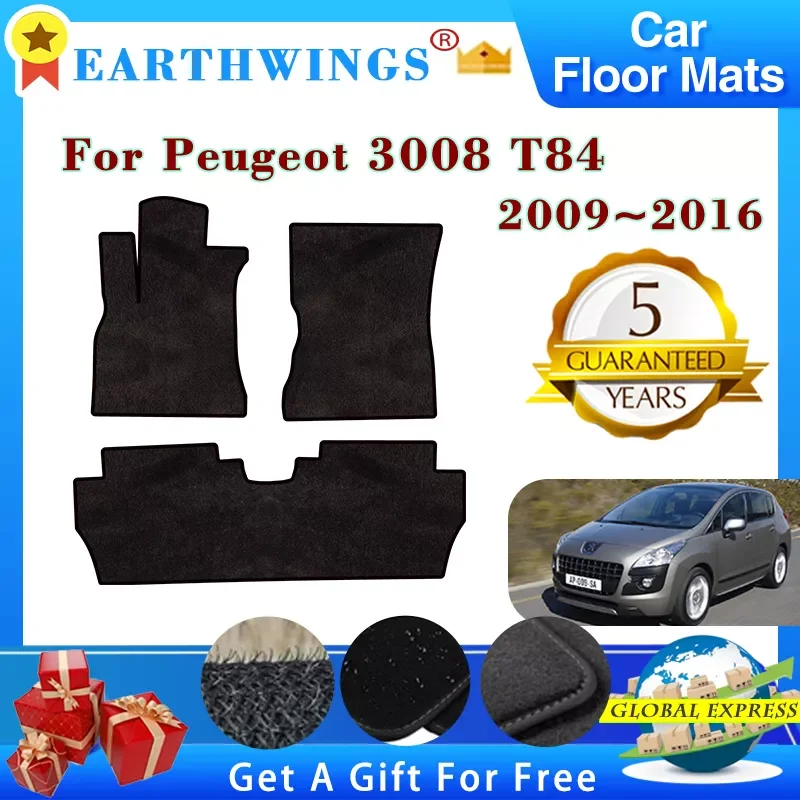 

NEW2023 For Peugeot 3008 T84 2009~2016 2010 2011 2012 Car Floor Mats Rugs Panel Footpads Carpet Cover Cape Foot Pads Sticker Acc