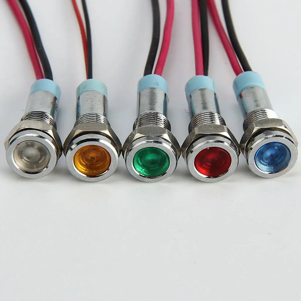 

6mm LED Metal Indicator Bulbs Light Lamp 3V With Wire Car Truck Boat