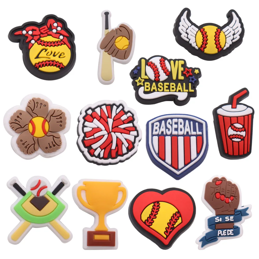 

1-12 шт. горячая спортивная бейсбольная команда ПВХ садовая обувная Очаровательная декоративная пряжка аксессуары «сделай сам» Браслеты Кро...