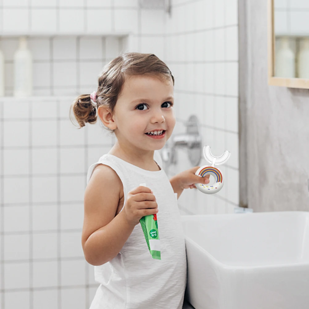 

Силиконовые Зубные щетки с ручкой для детей 2-6 лет, зубная щетка U-образной формы для ухода за полостью рта, щетки для чистки зубов