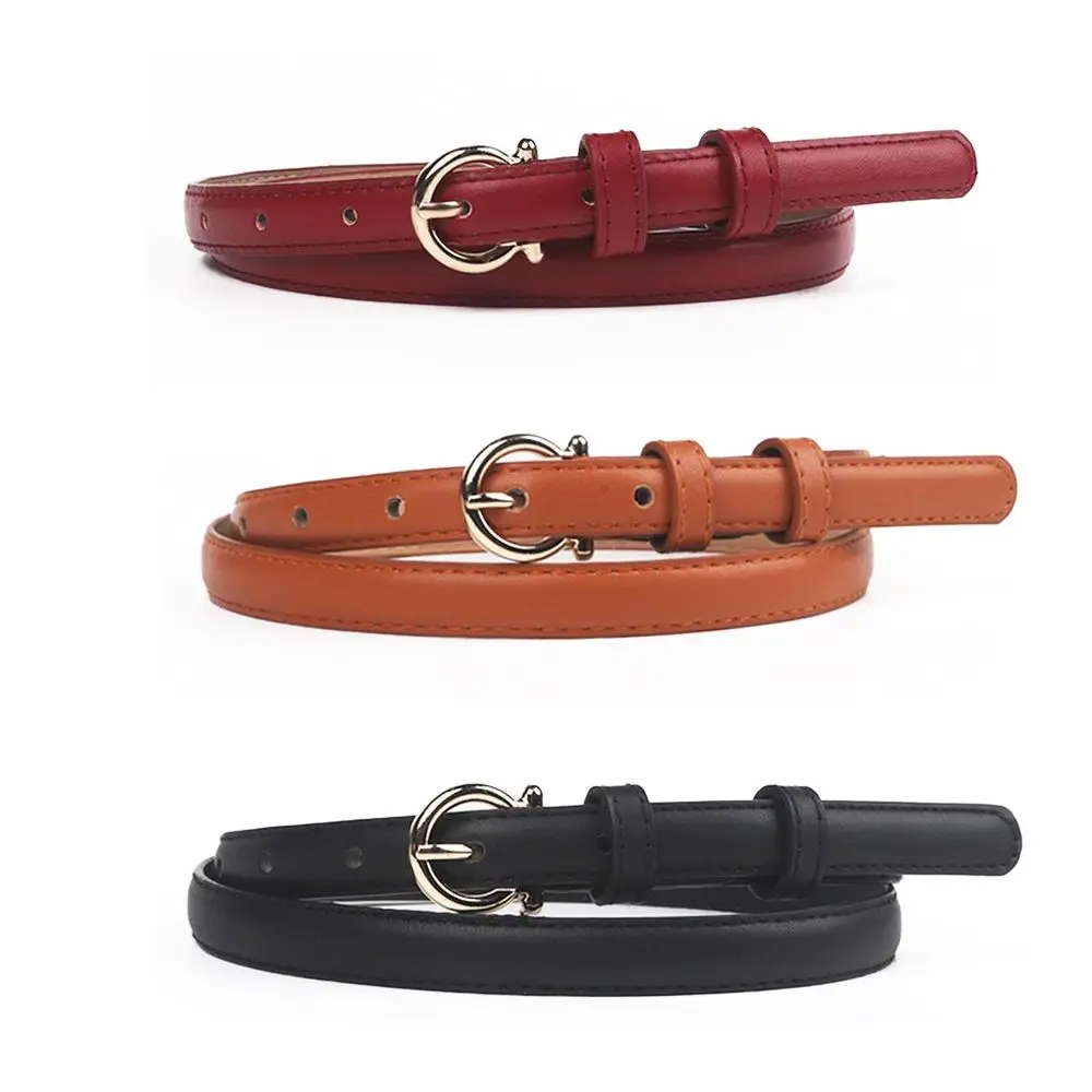 

Vintage All-match Metal Buckle Simple Women Skirt Decorations Korean Waist Strap PU leather Belt Female Thin Waistband