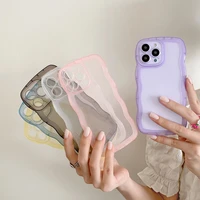suitable for apple 13 big wave mobile phone case iphone12pro simple xsmax soft case r anti falling transparent ins wind