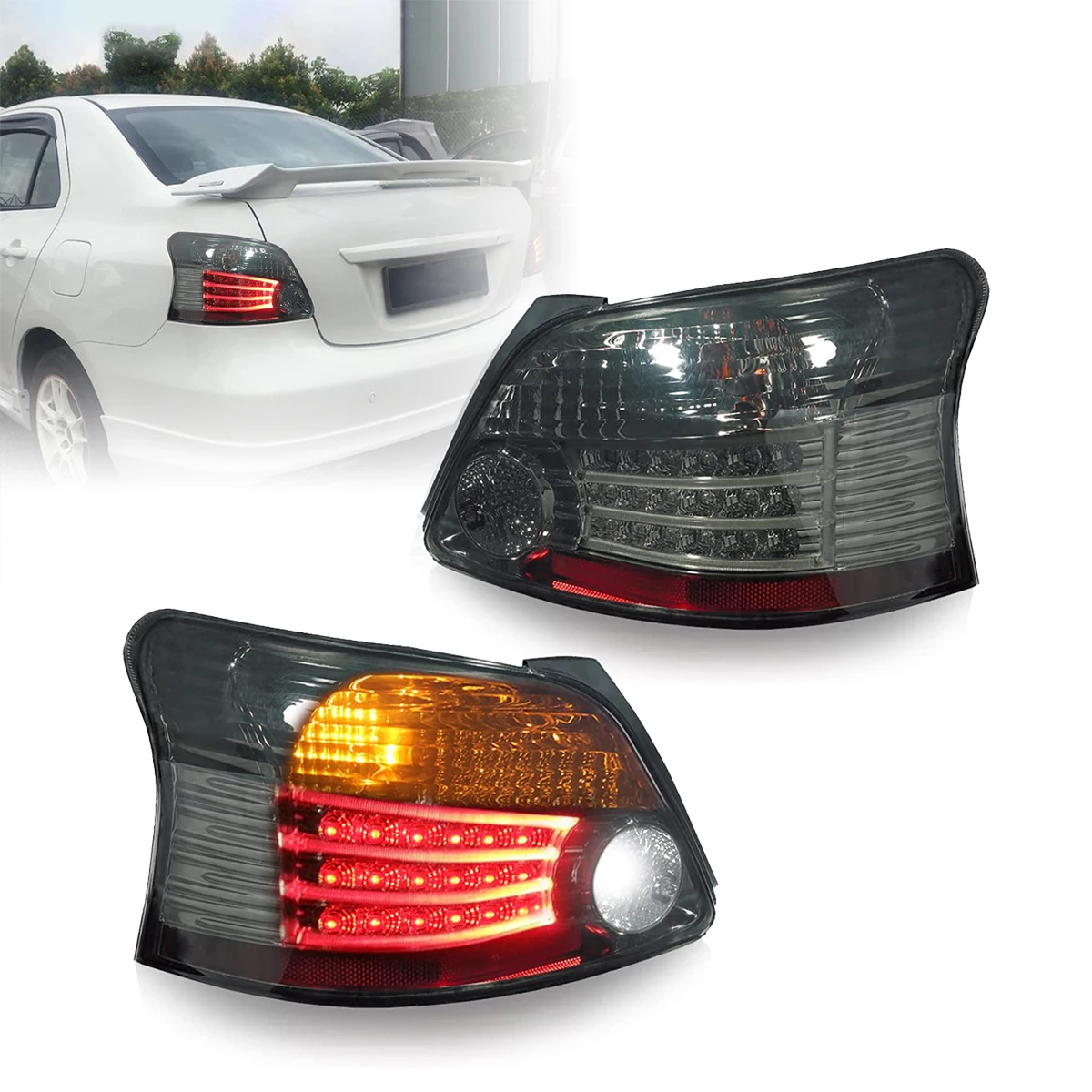 

Автомобильные фары, светодиодные задние фонари в сборе для Toyota VIOS 2008-2013, задние фонари DRL, поворотный задний фонарь Siganl Plug-n-Play