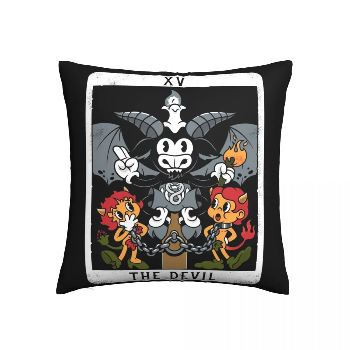 

The Devil Tarot Card Baphomet Pillow Case Satan Polyester Hugging Pillowcase Zipper Spring Modern Cover