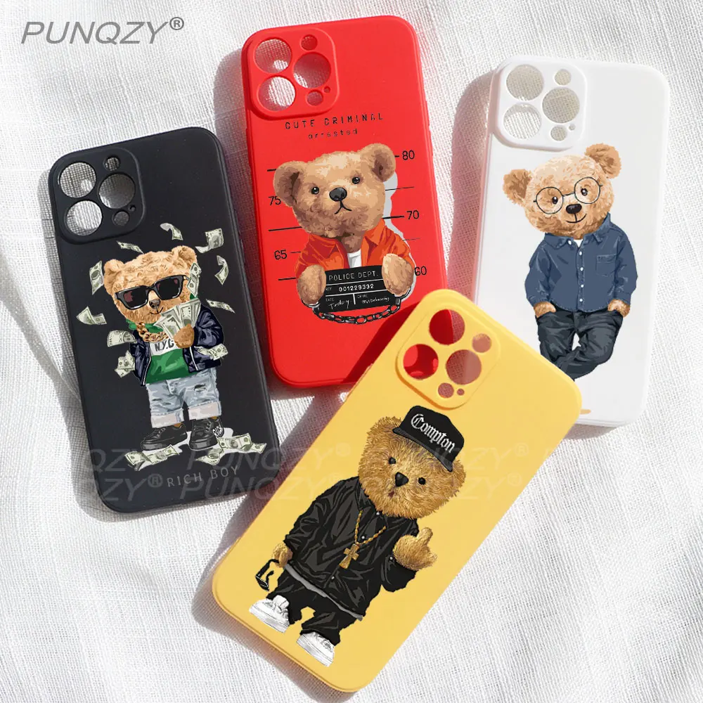 

Funny Fashion sports bear Phone Case For iPhone 12 Pro Max 14 Pro MAX 11 PRO XR X 6s 7 Plus Soft TPU Case for iphone 13 pro max