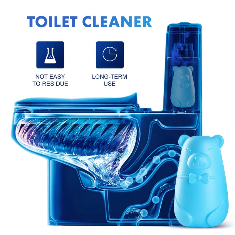 

1Pcs Blue Bubble Toilet Cleaner Magic Automatic Flush Toilet Cleaner Helper Blue Bubble Cleaning Deodorizes Cute Bear For Toliet