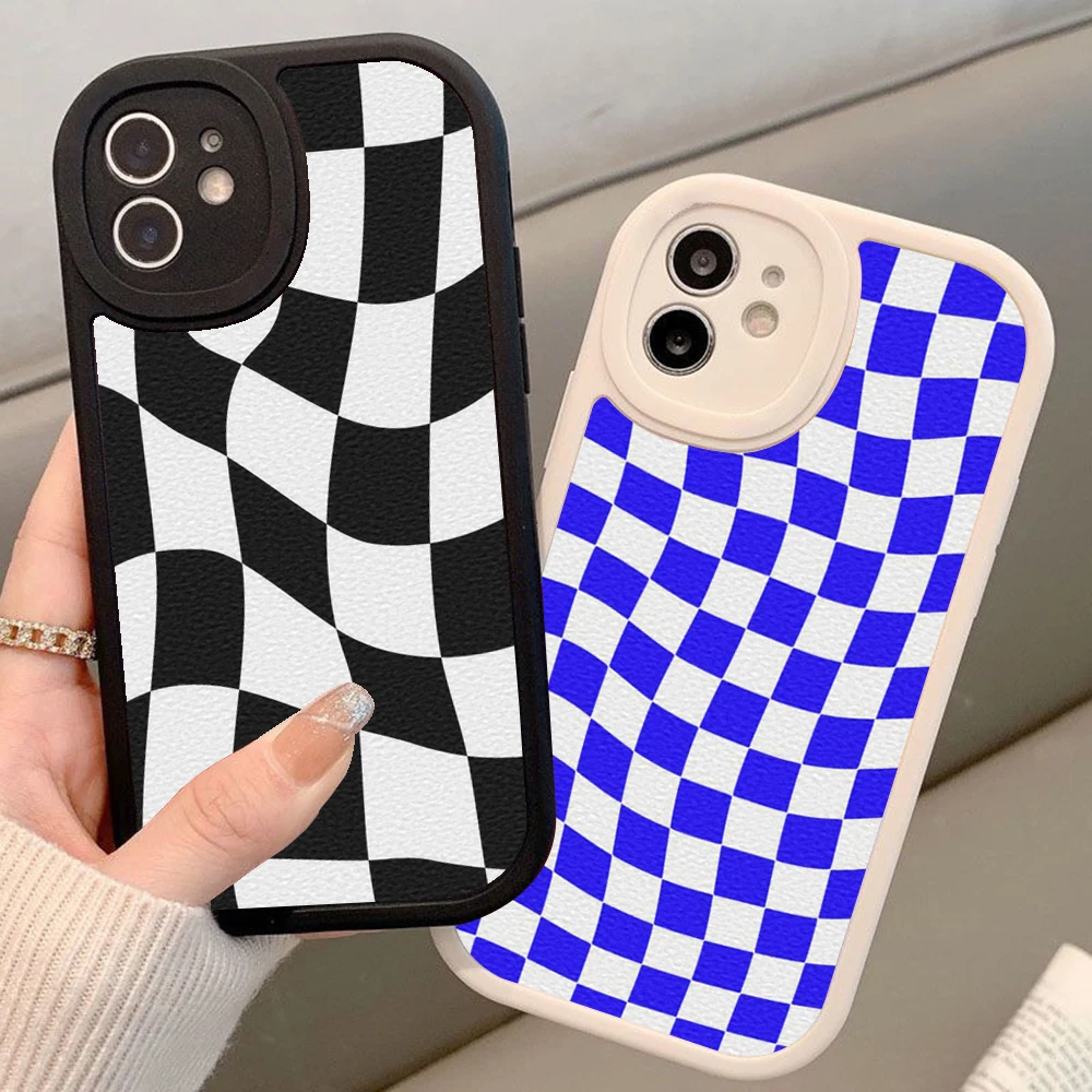 

2022 Ins Japan Dream Magic Plaid Lambskin Phone Case Diy for Iphone 13 12 11 14 Pro MAX MiNi 7 8 14 Plus XS XR 13pro Covers