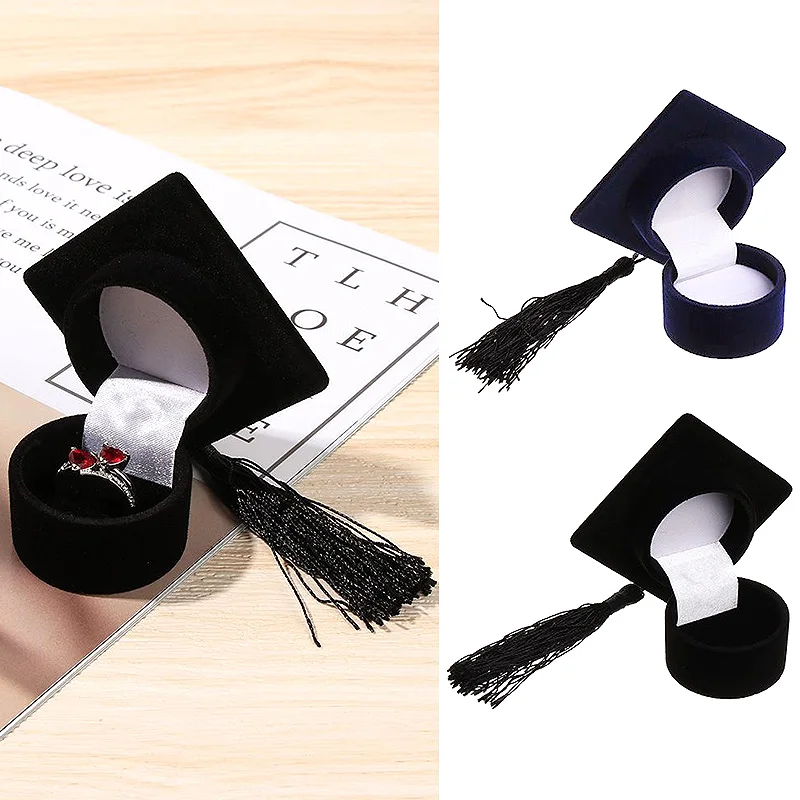 

Earrings Jewelry Display Case Wedding Engagement Ring Box Doctor Hat Graduation Gift Boxes Stud Earrings Storage Box Organizer