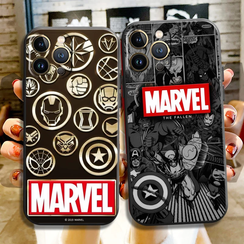 

Marvel Avengers Logo For Apple iPhone 13 12 11 Pro 13 12 Mini X XR XS Max 5 5s 6 6S 7 8 Plus SE2020 Phone Case Coque Black