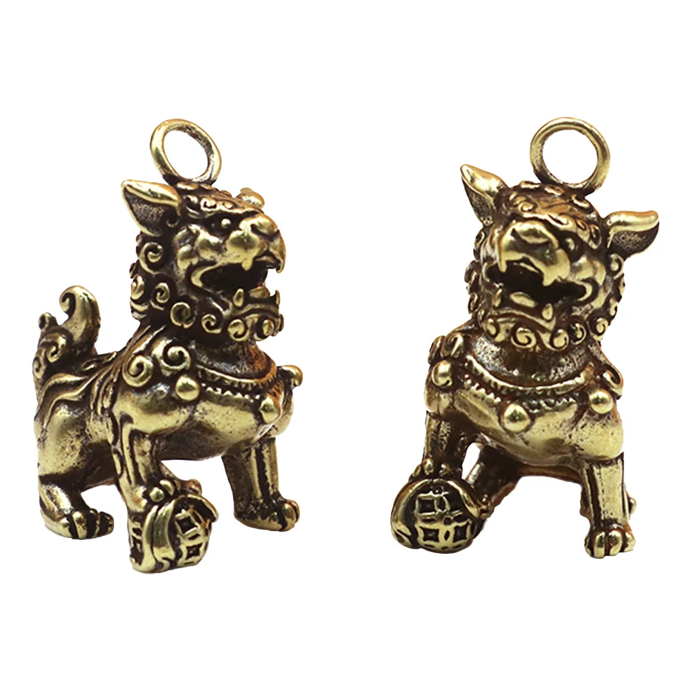 

Figurine Statue Brass Charm Chinese Shui Feng Kylin Wealth Prosperity Sculpture Yao Pi Keychain Pendant Luck Good Lucky Ornament