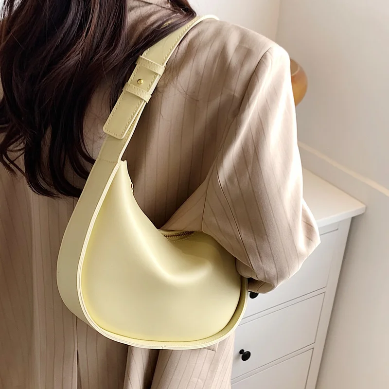 

SWDF New Women's Bag 2023 Brand Designer Zipper Small Handbags Lady Fashion Shoulder Bag PU Leather Half Moon Casual Hobos Bags