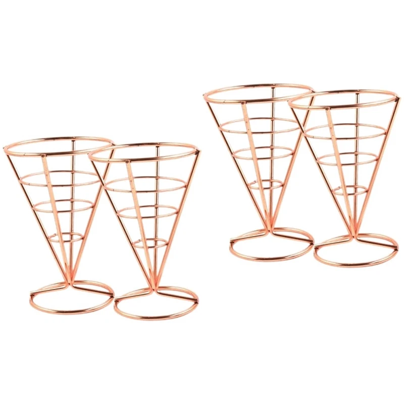 

4 Pcs Kitchen Party Holder Wire For Stand Chicken Display Metal Cone Fried Fries Racks