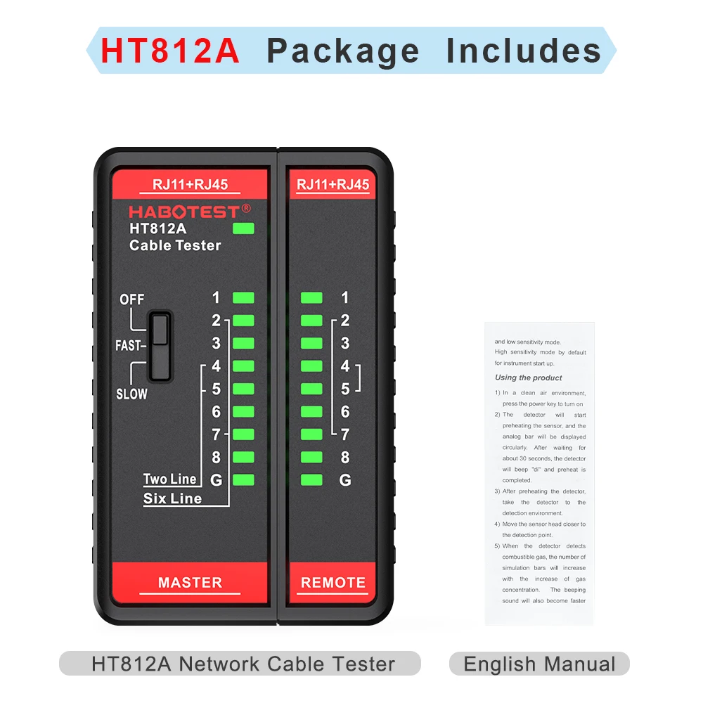 

Cretrust Тестер сетевого кабеля RJ45 RJ11 RJ12 CAT5