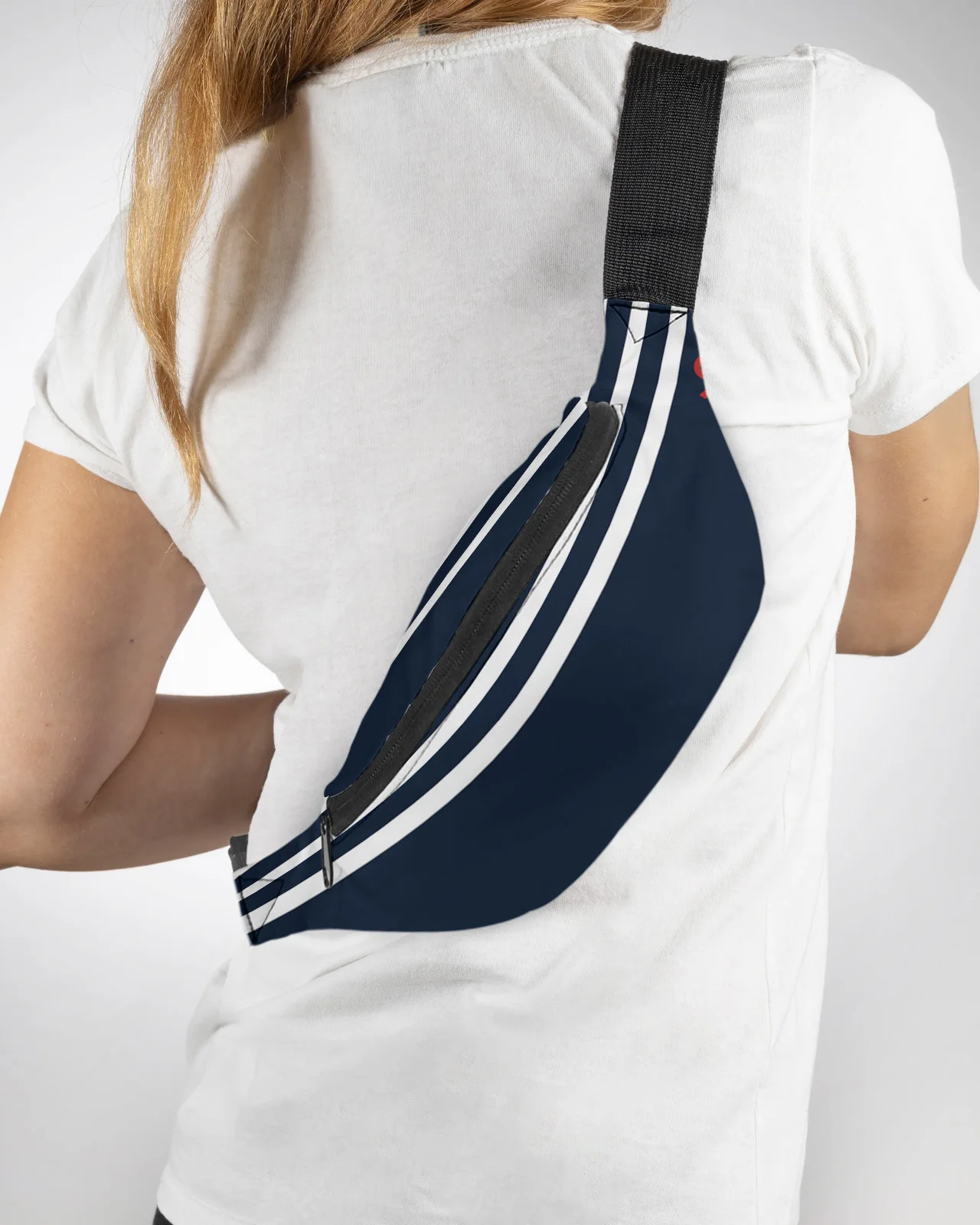 Navy Striped Anchor Men Wallet Women Waist Bag Fanny Pack Pu