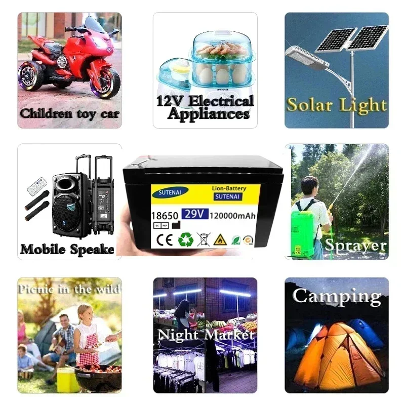 Литий-ионный аккумулятор 18650 для электромобиля 24 В - 29 35 Ач 120 Встроенный BMS 30 А