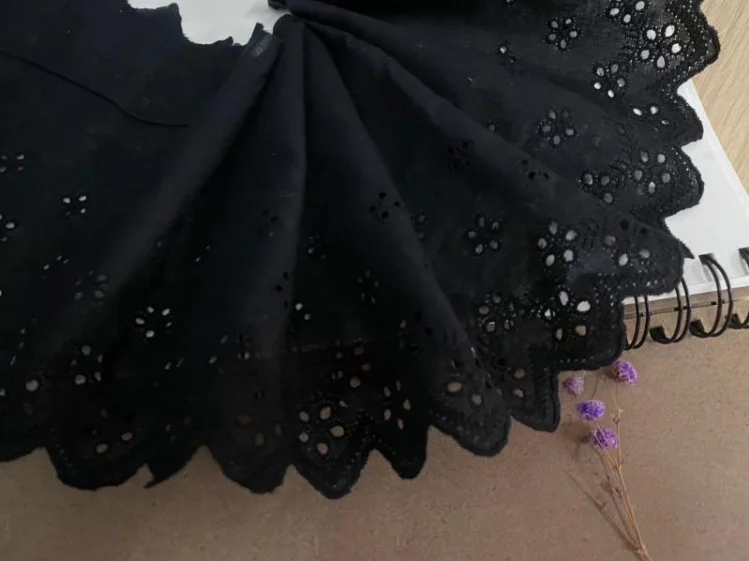 1 метр черная хлопчатобумажная кружевная отделка для костюма вышитая ткань