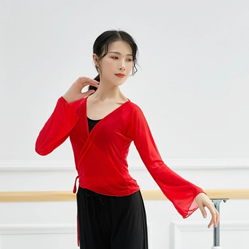 Классический Лирический Топ для танцев одежда тренировок женская рубашка с