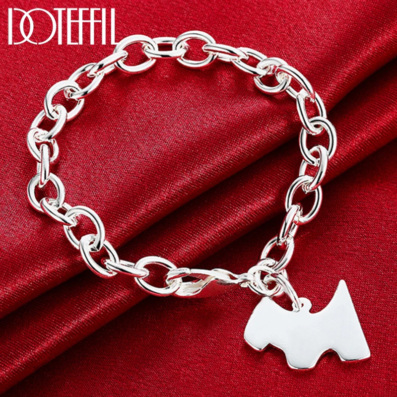 

DOTEFFIL 925 Sterling Silver Dog Pendant Bracelet Side Chain For Women Charm Engagement Wedding Fashion Party Jewelry
