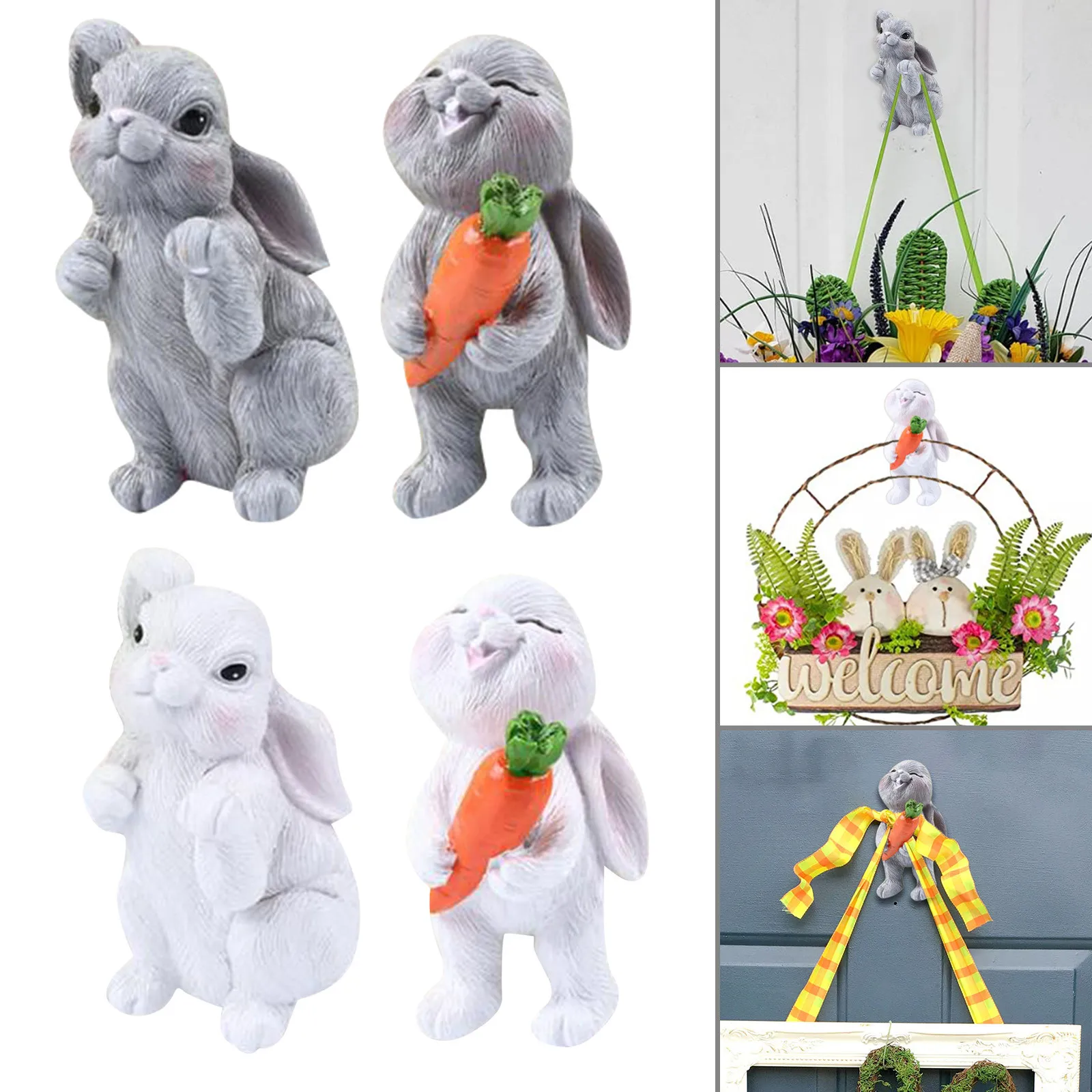 

Rabbit Resin Viscose Hook Free Punching Self-adhesive Hook Kitchen Wall Tile Strong Paste No Traces Hanger Hook Decoration Hook