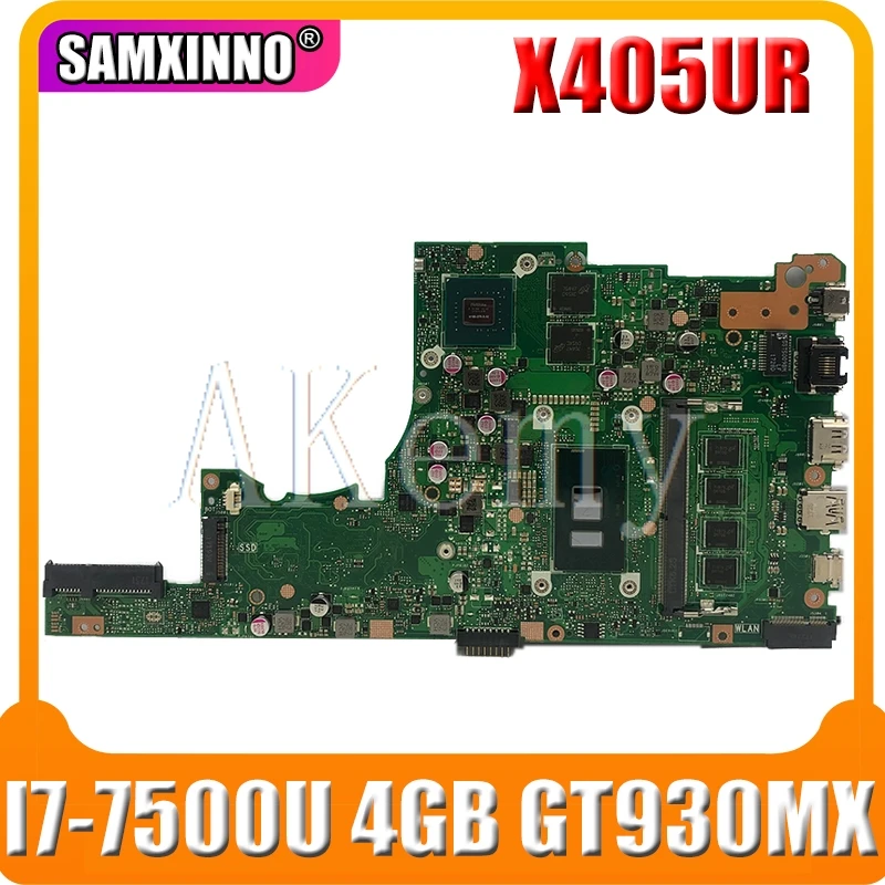 

X405UR For Asus X405U X405UN X405UR X405URR X405URP X405UQ X405UF Laotop Mainboard X405UR Motherboard I7-7500U GT930MX 4GB