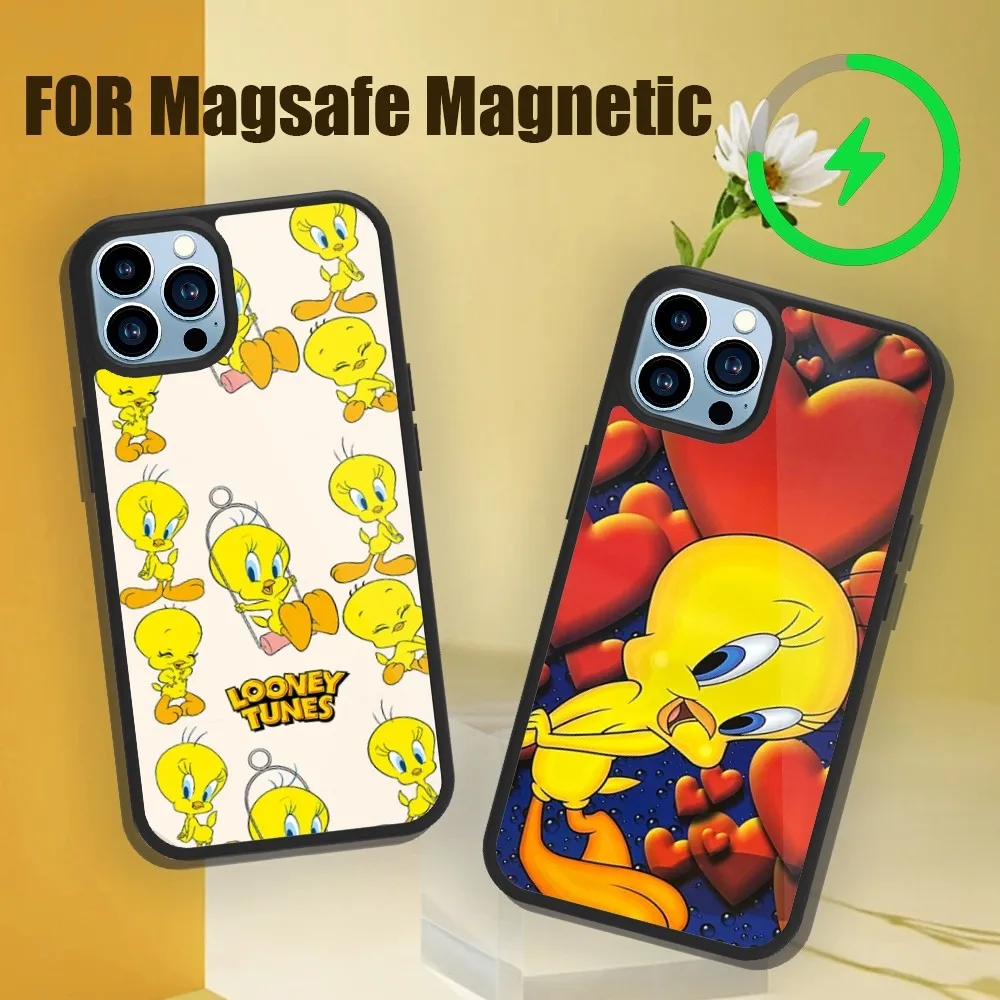 Мультяшный чехол T-Tweety Bird P-Piolin для телефона iPhone 13 12 11 14 15 Pro Max Plus Magsafe магнитная