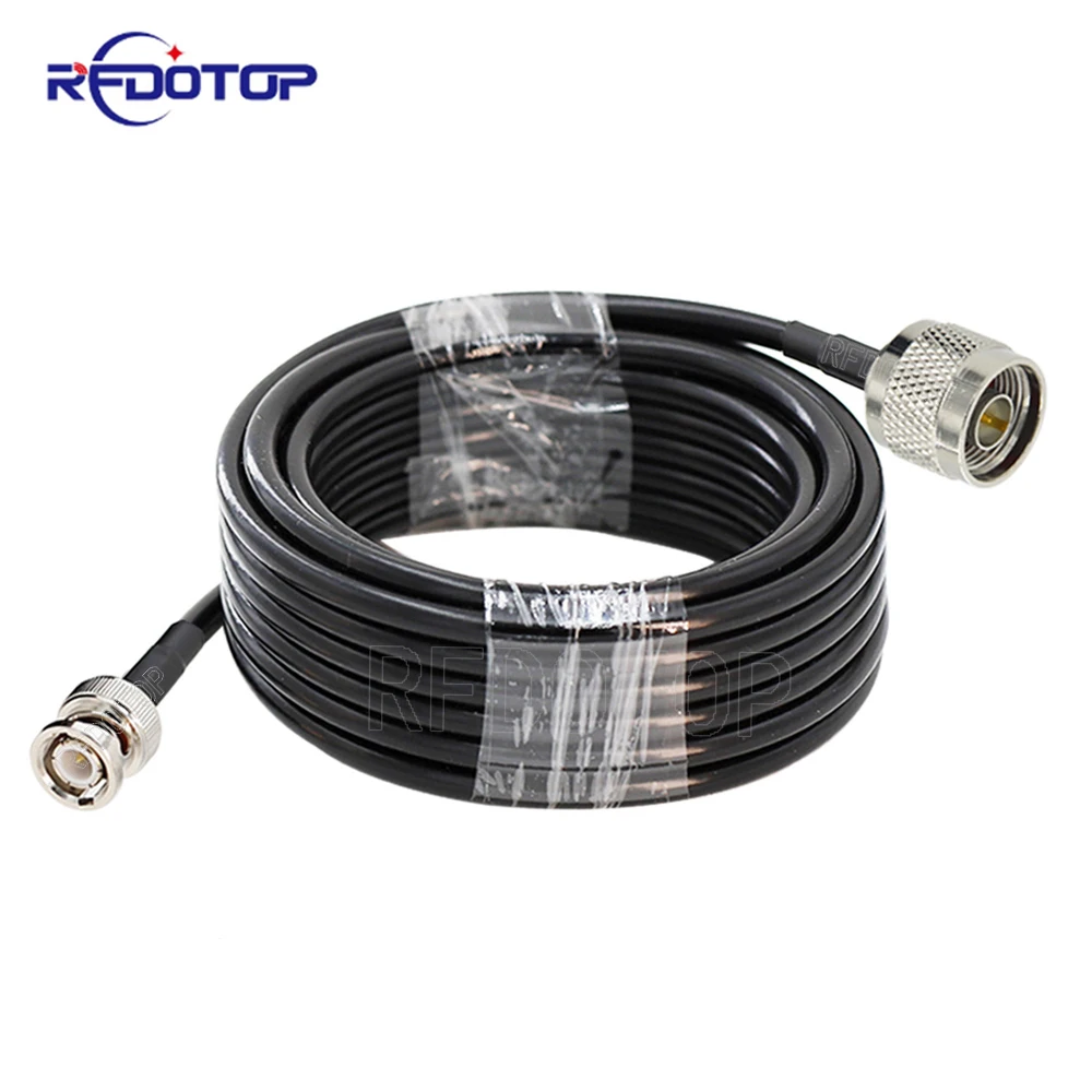 

1pcs RG58 BNC Male to N Male Plug Nickel Plated Connector 50 Ohm RF Coaxial Pigtail Jumper Cable 15cm-30m