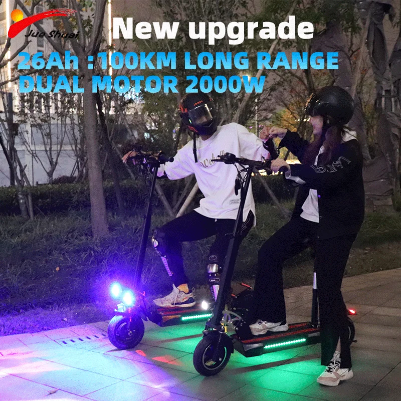 

Dual Motor Electric Scooter with Seat for Adults Foldable E Scooter 100km Long Range 60km/h High Speed 10 "Pneumatic Sreet Tires