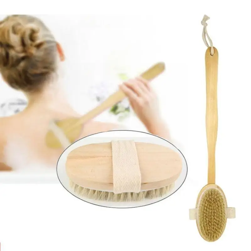 

Wooden Back Brush Long Handle Bath Natural Bristles Brushing Wooden Tool Shower Dry Massager Exfoliating Brushes With Handl V5v2