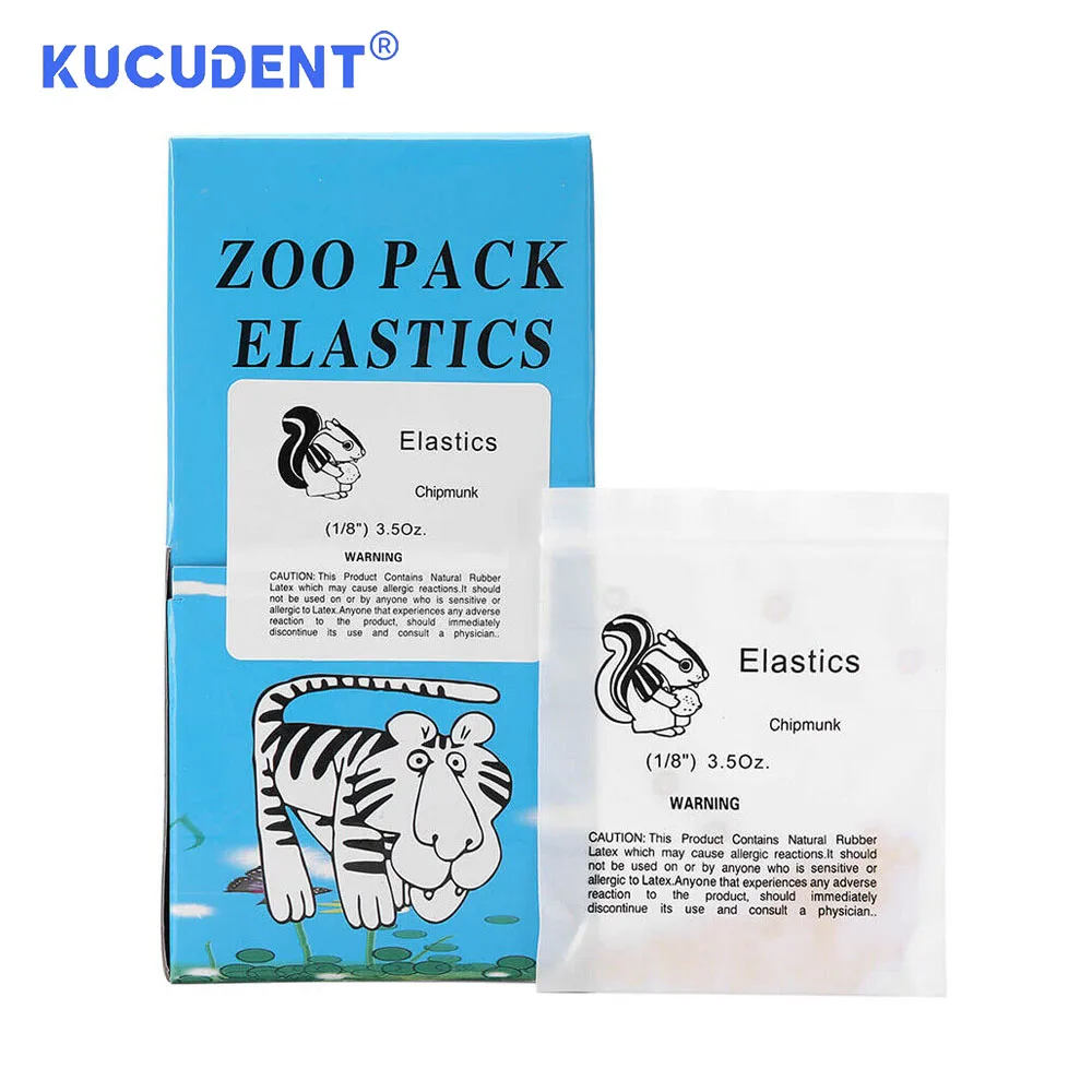 KUCUDENT 5000 Pcs Dental Zoo Pack Elastics Rubber Bands Orthodontic Rings Leagues Ties For Teeth Braces Brackets Force 3.5OZ