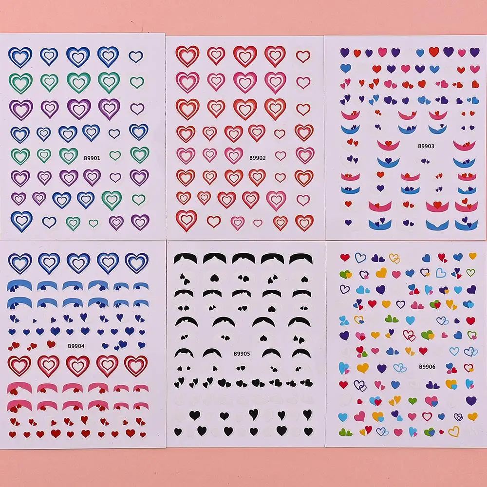 

Набор наклеек 3D для ногтей в виде сердца, черные, красные самоклеящиеся слайдеры, декор для ногтевого дизайна, День Святого Валентина, Набор наклеек для маникюра, декор *