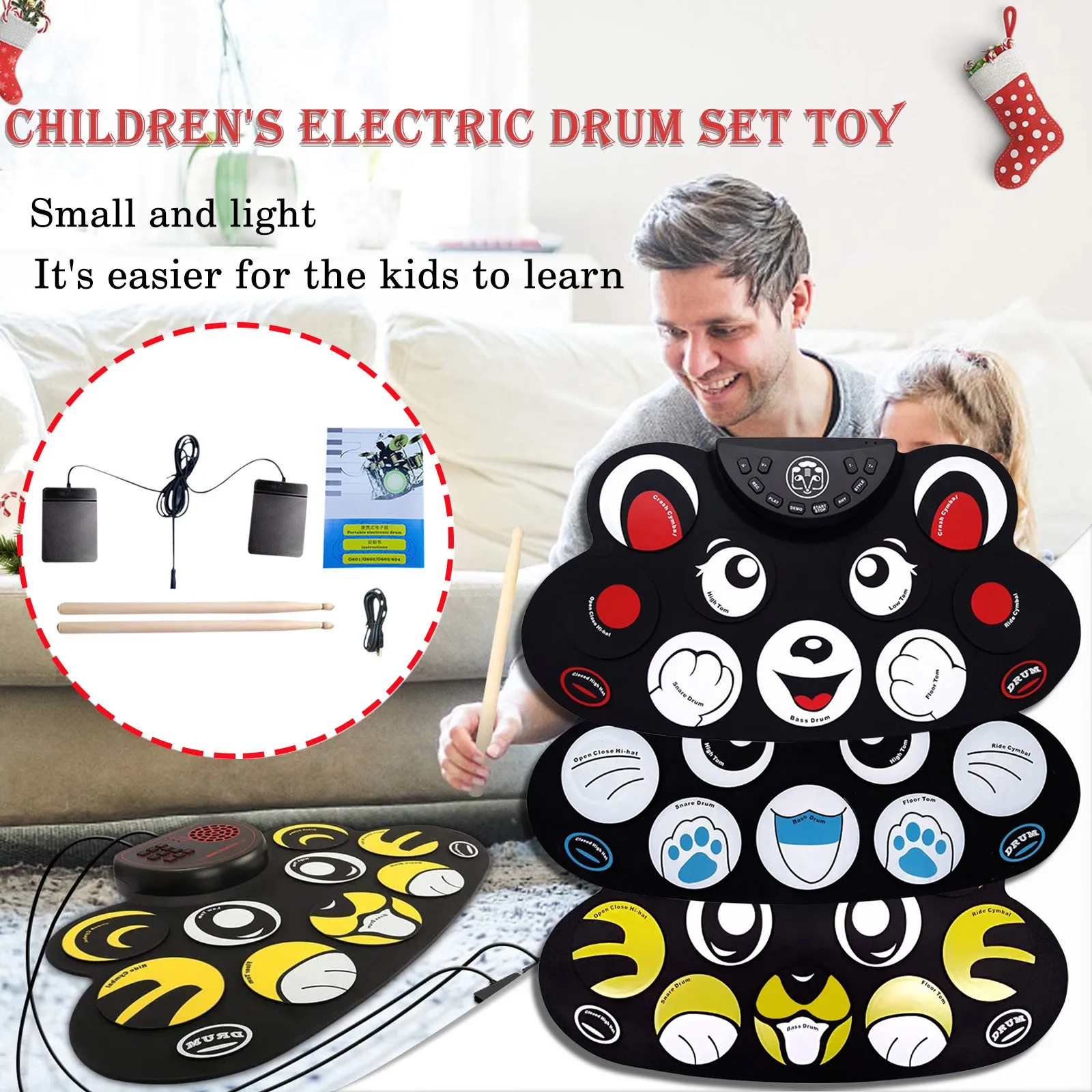

Scarves for Kids to Play with Bulk Drum Kit Baby Simulation Early Drum Jazz Practice Instrument Education Drum Enlightenment Toy
