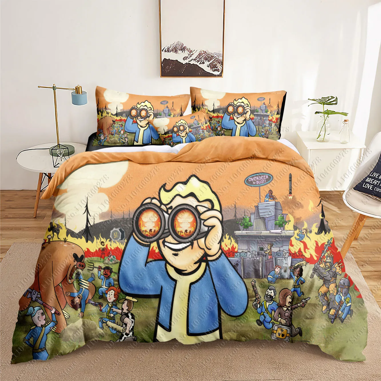 Комплекты постельного белья Fallout с 3D принтом пододеяльник для взрослых/детей