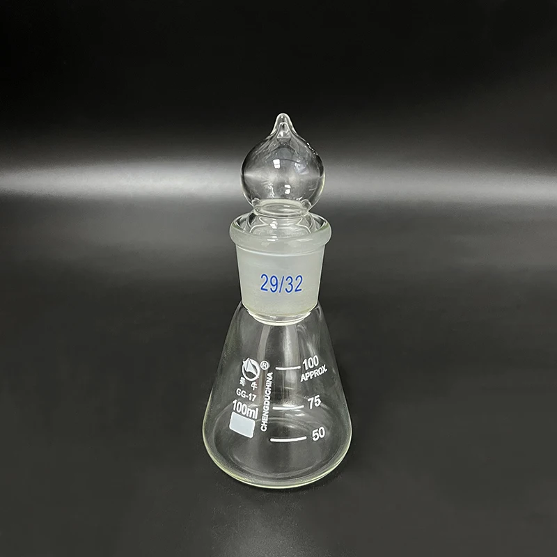 SHUNIU Conical flask with standard ground-in glass stopper,Capacity 100mL 29/32,Erlenmeyer flask with standard ground mouth