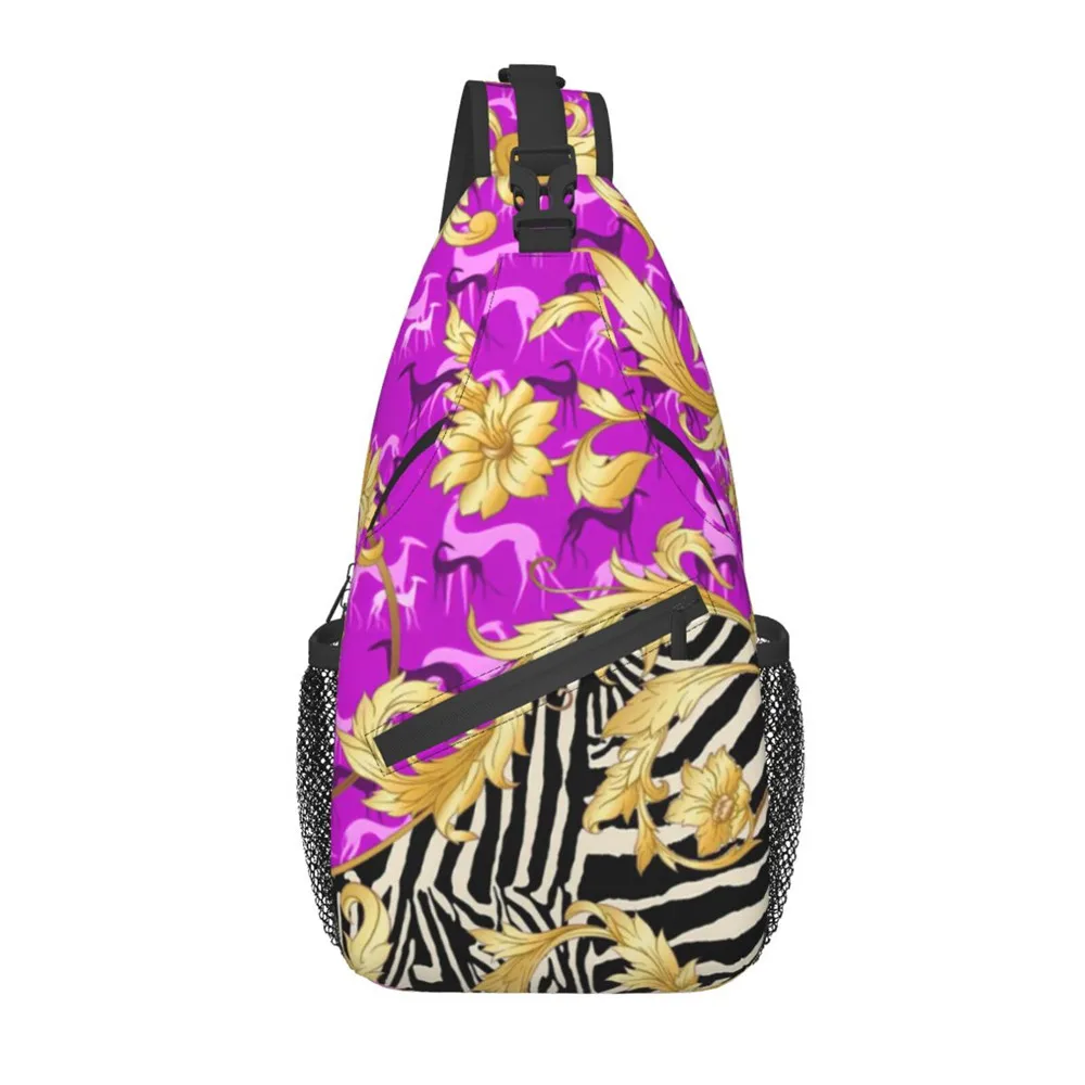 Noisydesigns 2022 Men Chest Bag Backpack Purple Greyhound Dogs Gold Floral Print Cross Shoulder Sling Male Bags Bolsa Dropship