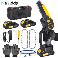 21v brushless 6 inch chainsaw cordless mini handheld pruning chain saw rechargeable electric cutter tool for wood metal plastic