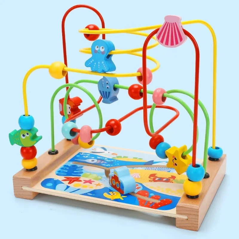 

Montessori Baby Toys Wooden Roller Coaster Bead Maze Toddler Early Learning Educational Puzzle Math Toy for Children 1 2 3 Years