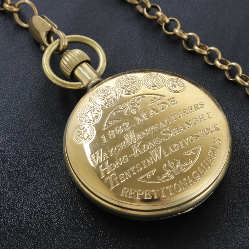 1882 Text Carving Old Hand Gentleman Mechanical Pocket Watch Retro Men's Necklace Pendant Clock Women's Jewelry Gift